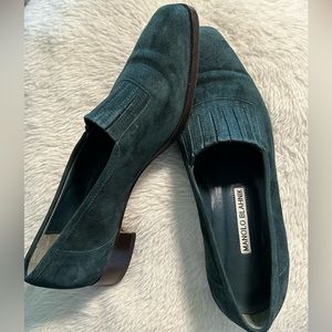 pre owned Manila Blahnik suede loafers